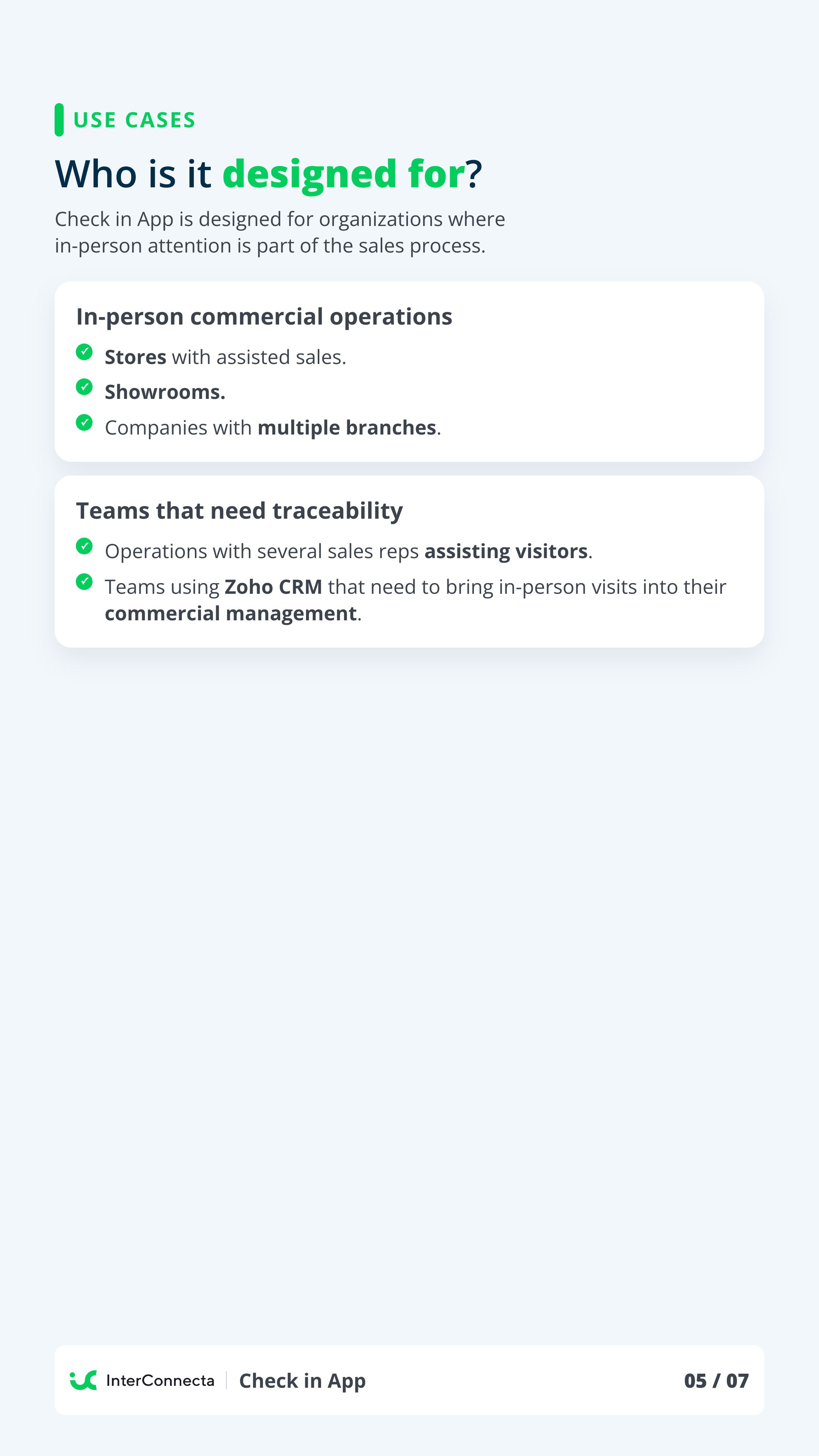 Vertical page 5 of the Check in App brochure