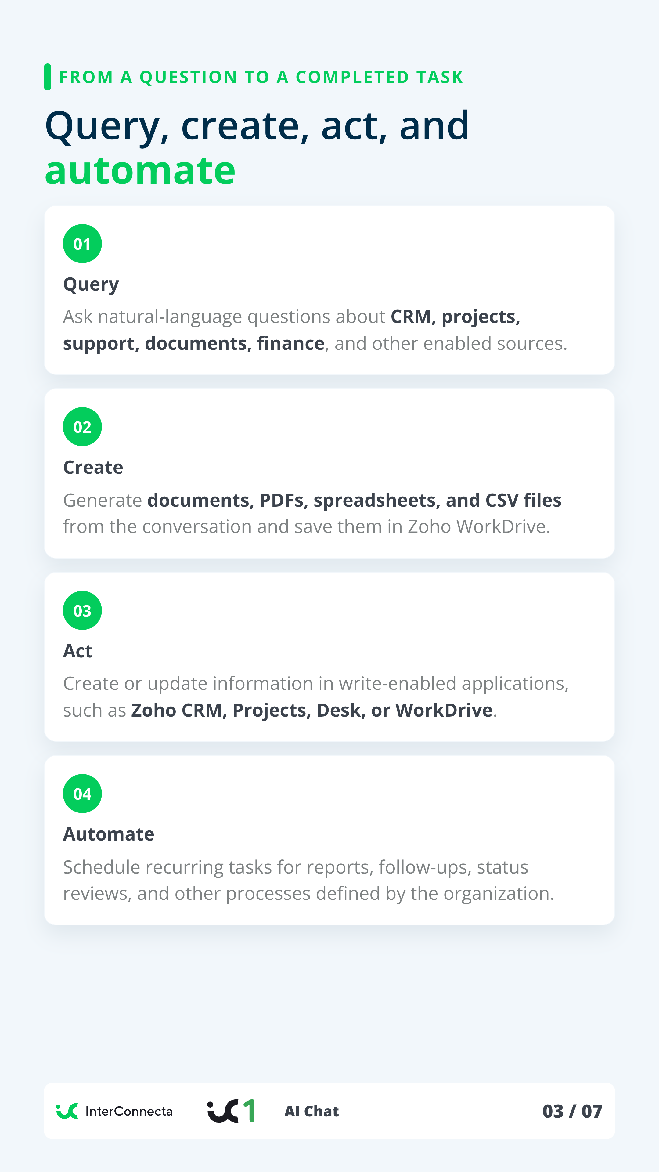 Vertical page 3 of the IC One AI Chat brochure