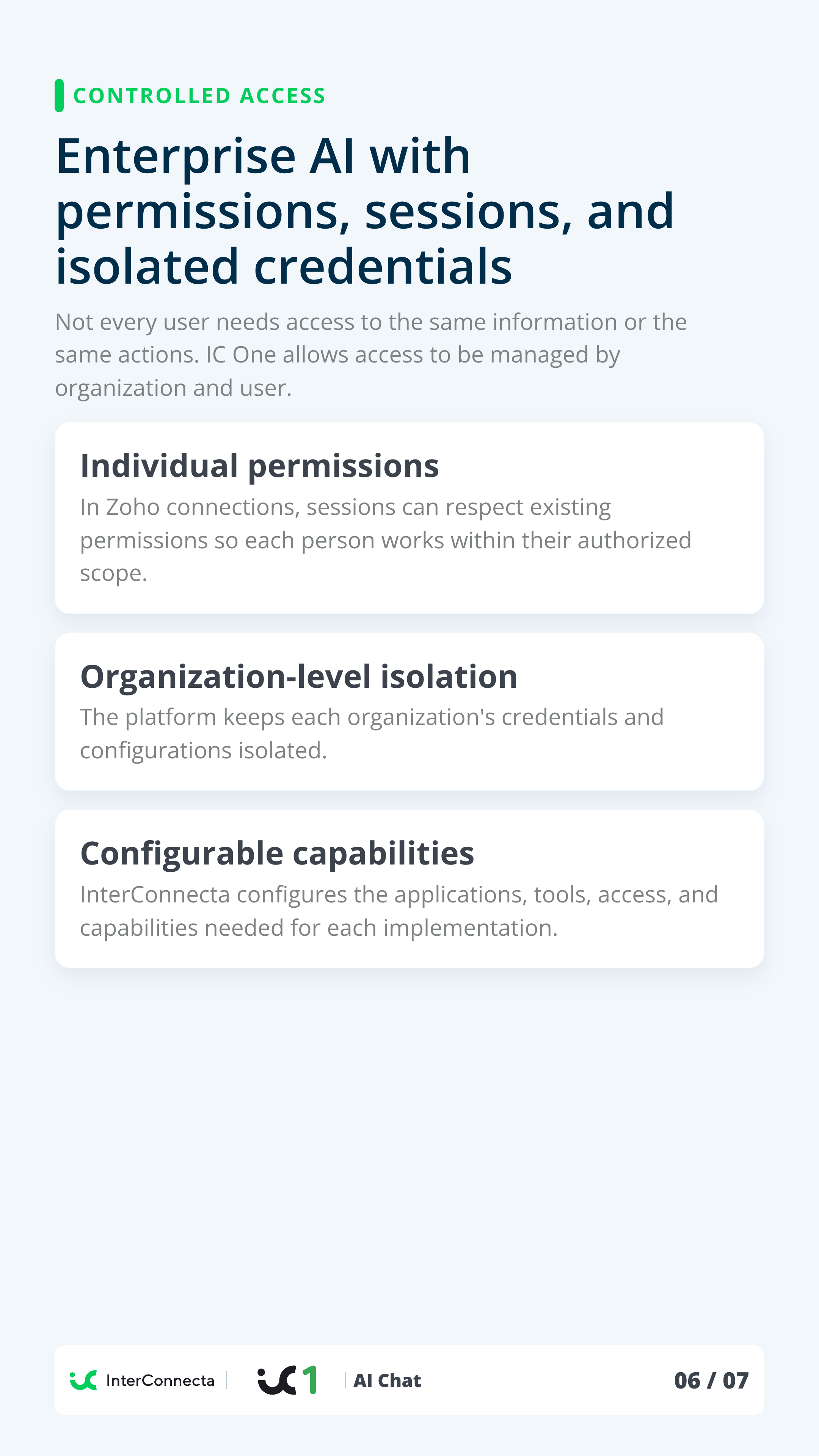 Vertical page 6 of the IC One AI Chat brochure