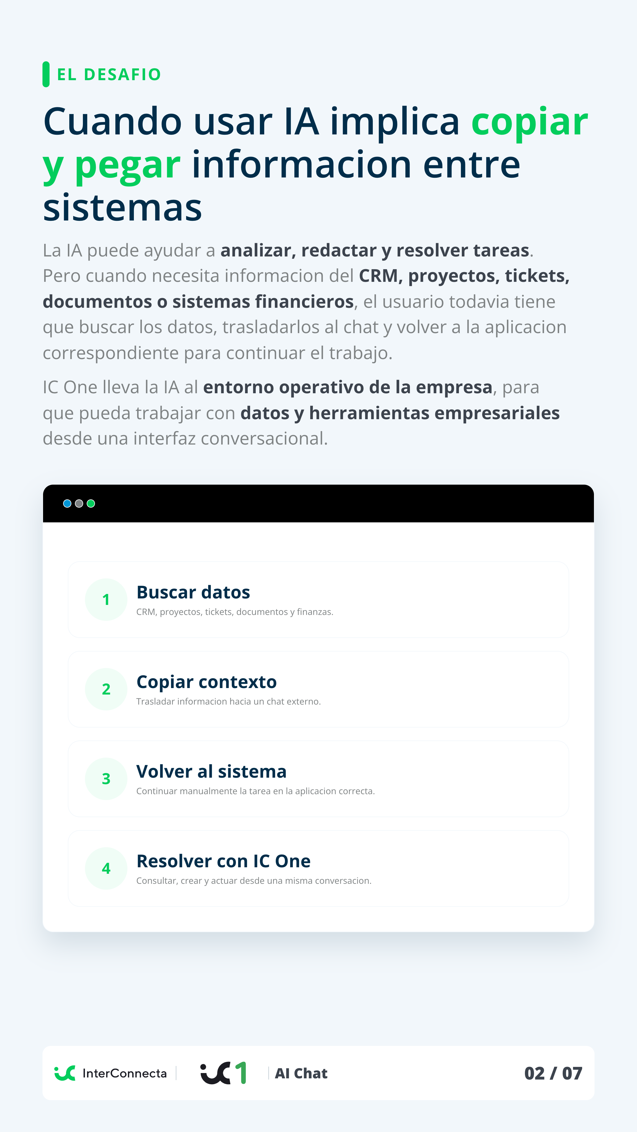 Pagina vertical 2 del brochure IC One | AI Chat