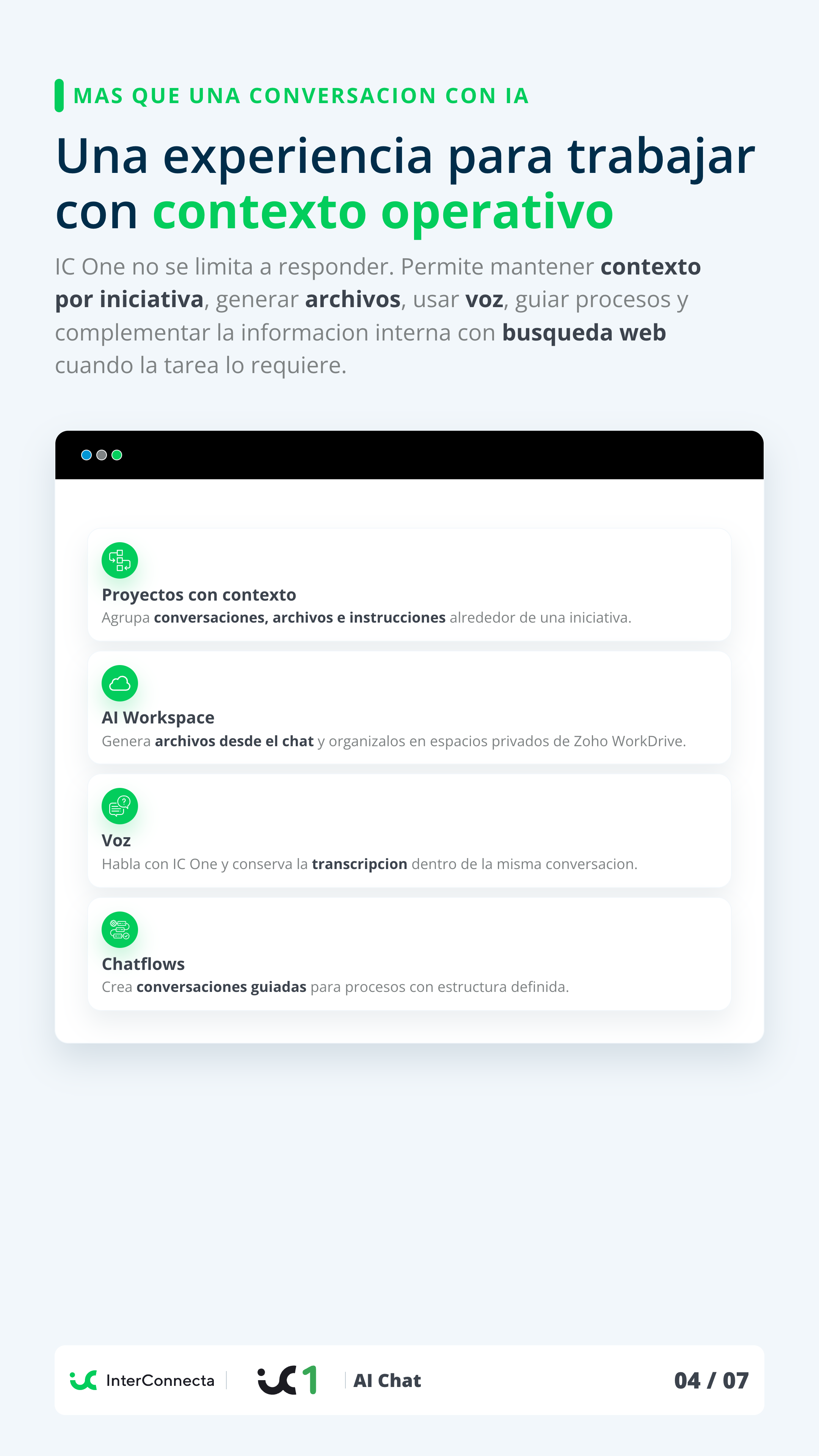 Pagina vertical 4 del brochure IC One | AI Chat