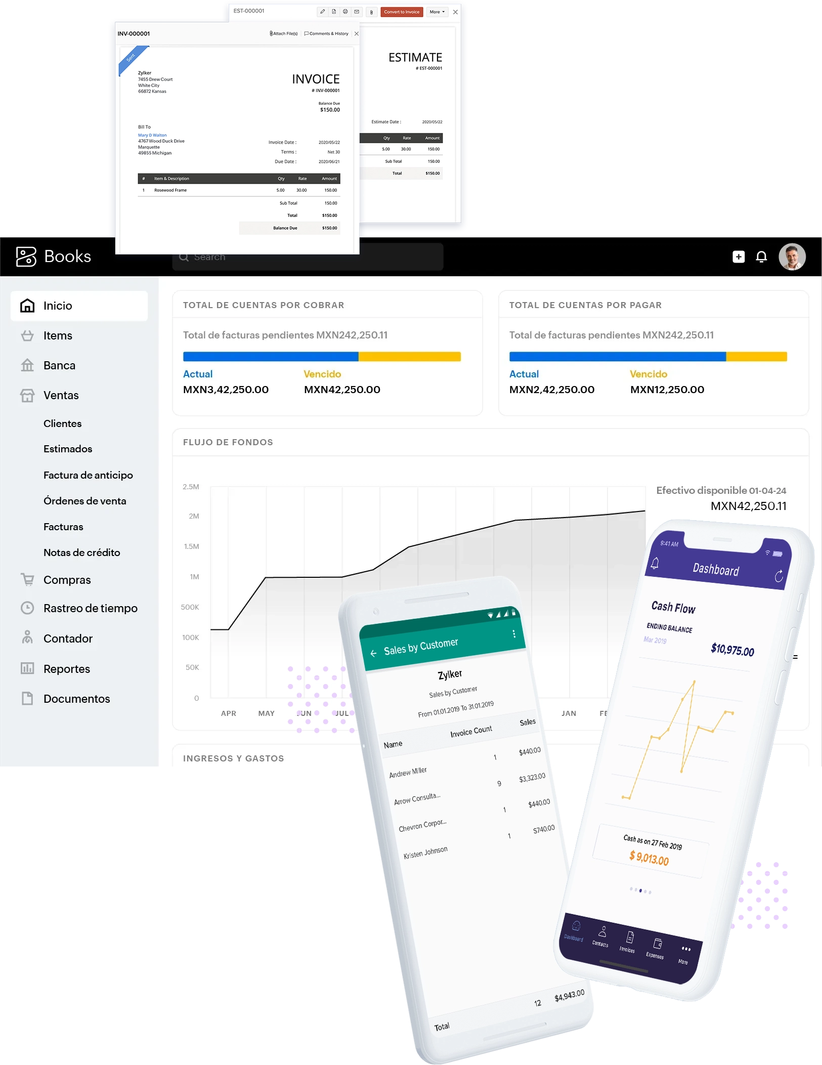 Zoho Books control panel